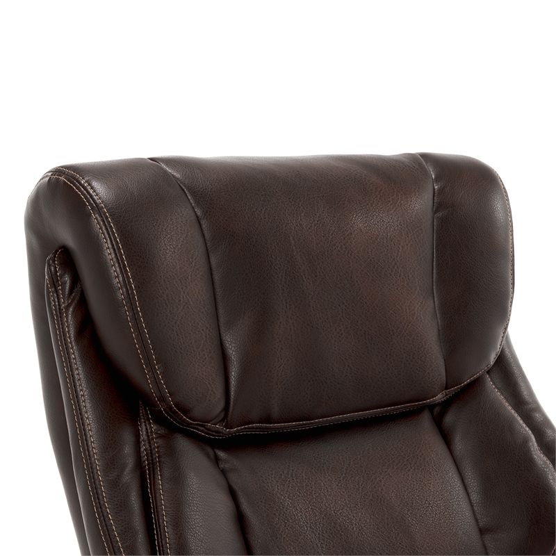 Pemberly Row Contemporary Executive Office Chair in Brown Leather