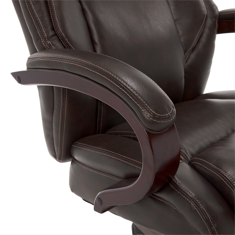Pemberly Row Contemporary Executive Office Chair in Brown Leather