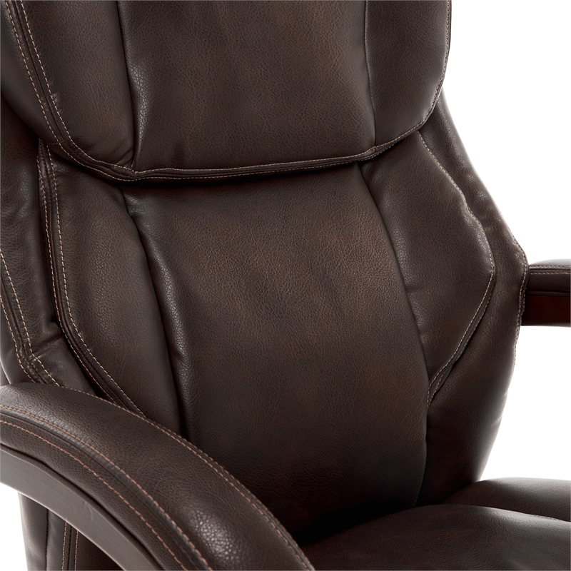 Pemberly Row Contemporary Executive Office Chair in Brown Leather