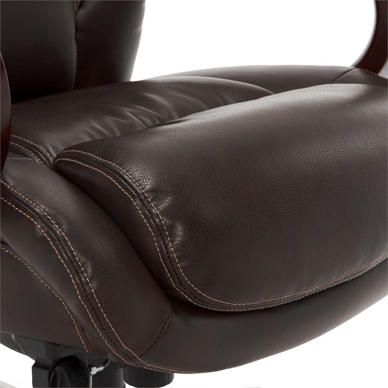 Pemberly Row Contemporary Executive Office Chair in Brown Leather