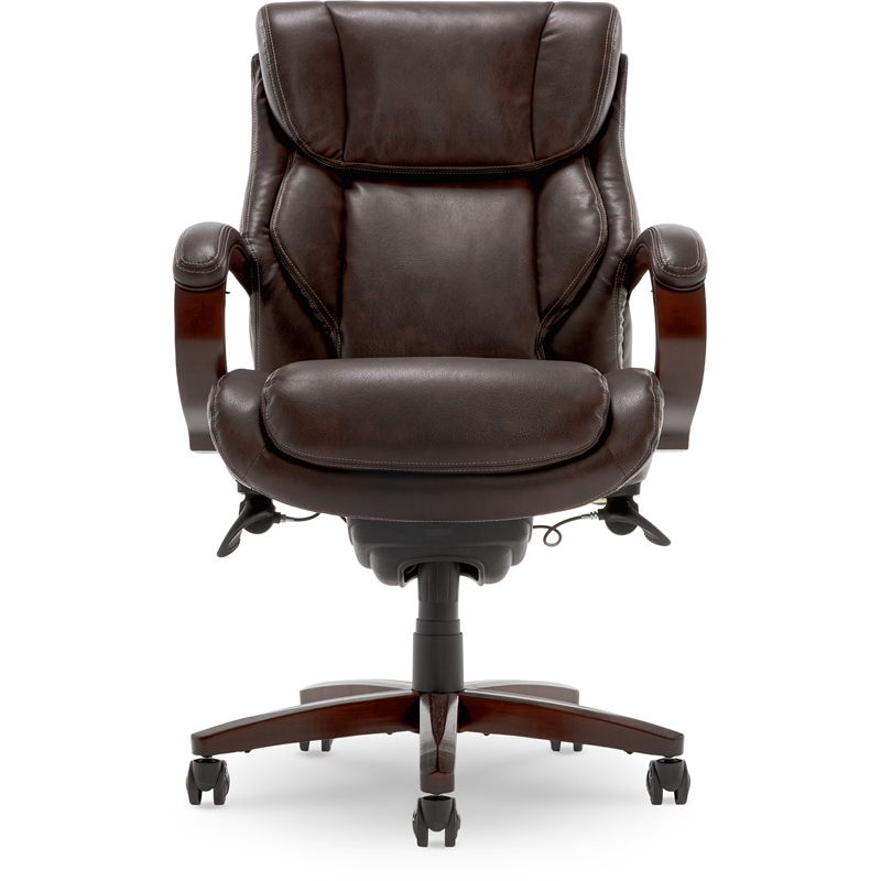 Pemberly Row Contemporary Executive Office Chair in Brown Leather