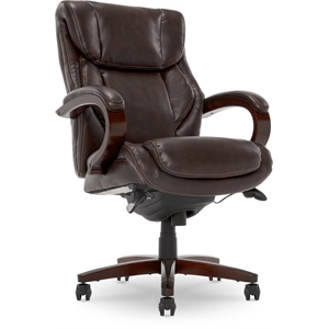 Pemberly Row Contemporary Executive Office Chair in Brown Leather