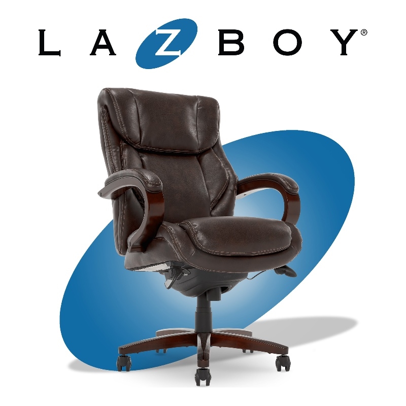 Pemberly Row Contemporary Executive Office Chair in Brown Leather