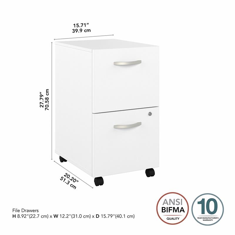 Pemberly Row 2 Drawer Mobile File Cabinet in White - Engineered Wood