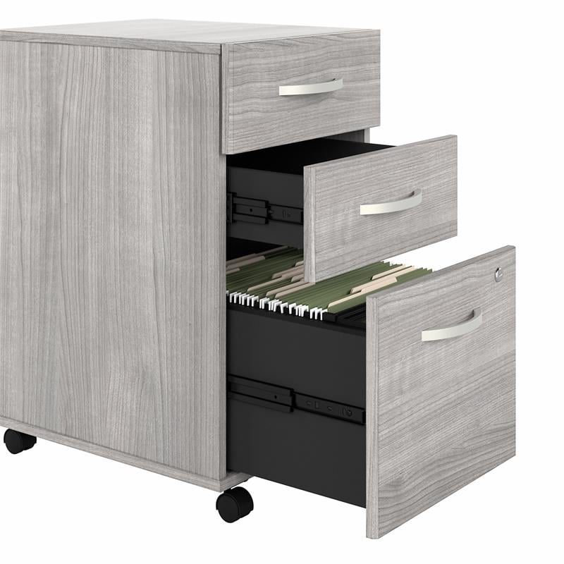Pemberly Row 3 Drawer Mobile File Cabinet in Platinum Gray - Engineered Wood