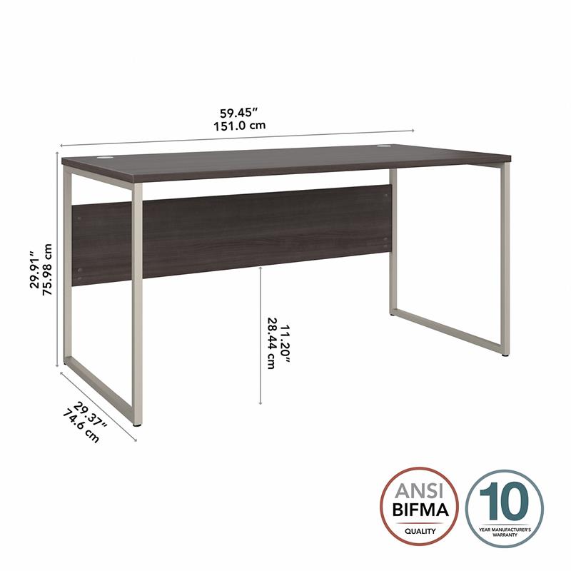 Pemberly Row 60W x 30D Computer Table Desk in Storm Gray - Engineered Wood