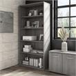 Pemberly Row Tall 5 Shelf Bookcase in Platinum Gray - Engineered Wood