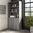 Pemberly Row Tall 5 Shelf Bookcase in Platinum Gray - Engineered Wood