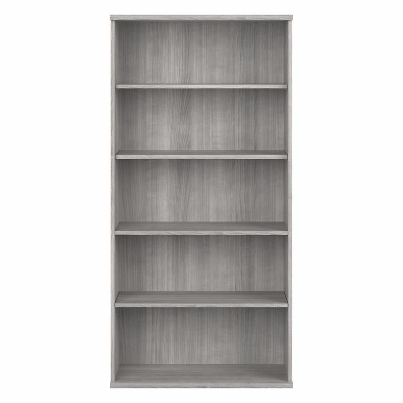 Pemberly Row Tall 5 Shelf Bookcase in Platinum Gray - Engineered Wood