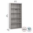 Pemberly Row Tall 5 Shelf Bookcase in Platinum Gray - Engineered Wood