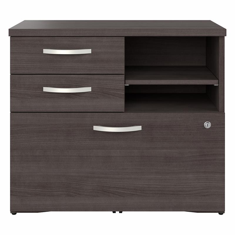 Pemberly Row Office Storage Cabinet with Drawers in Storm Gray - Engineered Wood
