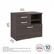 Pemberly Row Office Storage Cabinet with Drawers in Storm Gray - Engineered Wood