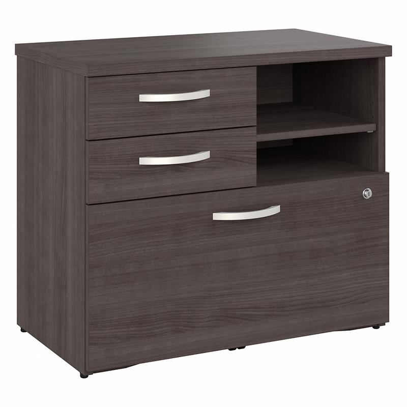 Pemberly Row Office Storage Cabinet with Drawers in Storm Gray - Engineered Wood