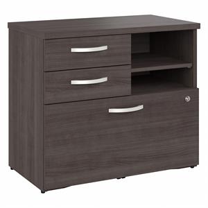 Pemberly Row Office Storage Cabinet with Drawers in Storm Gray - Engineered Wood