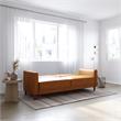 Pemberly Row Tufted Futon and Upholstered Sofa Sleeper Bed in Camel Faux Leather