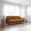 Pemberly Row Tufted Futon and Upholstered Sofa Sleeper Bed in Rust Velvet