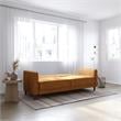 Pemberly Row Tufted Futon and Upholstered Sofa Sleeper Bed in Rust Velvet
