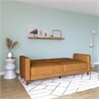 Pemberly Row Tufted Futon and Upholstered Sofa Sleeper Bed in Rust Velvet