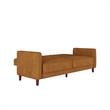 Pemberly Row Tufted Futon and Upholstered Sofa Sleeper Bed in Rust Velvet