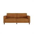 Pemberly Row Tufted Futon and Upholstered Sofa Sleeper Bed in Rust Velvet