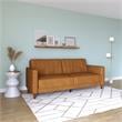 Pemberly Row Tufted Futon and Upholstered Sofa Sleeper Bed in Rust Velvet