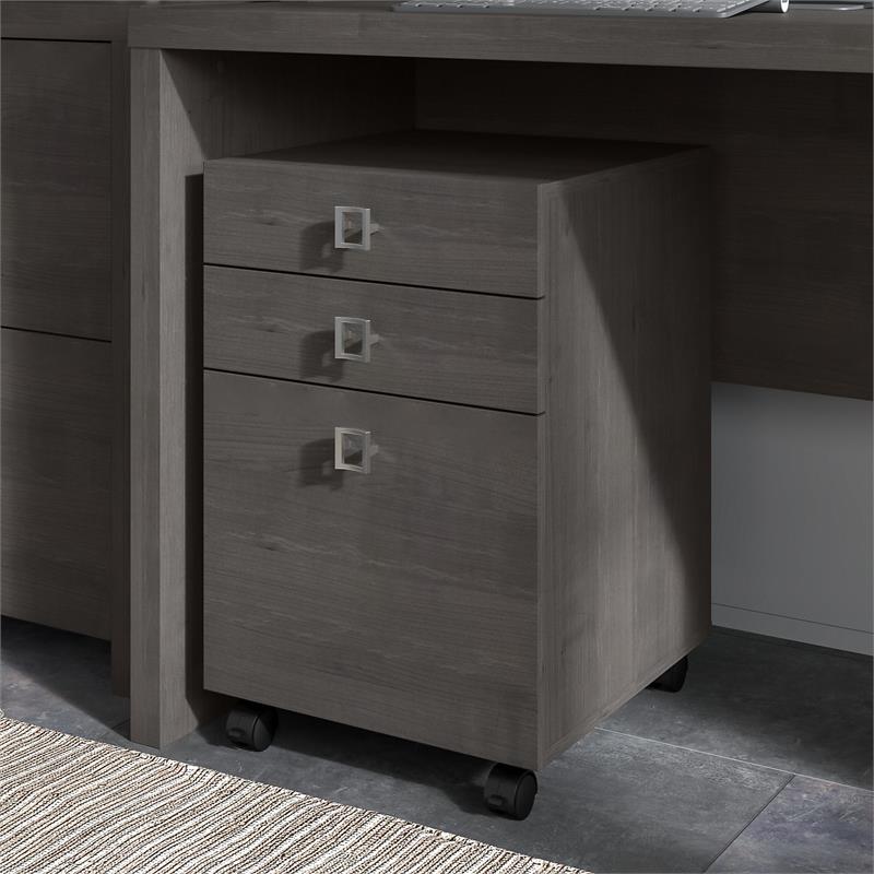 Pemberly Row 3 Drawer Mobile File Cabinet in Charcoal Maple - Engineered Wood