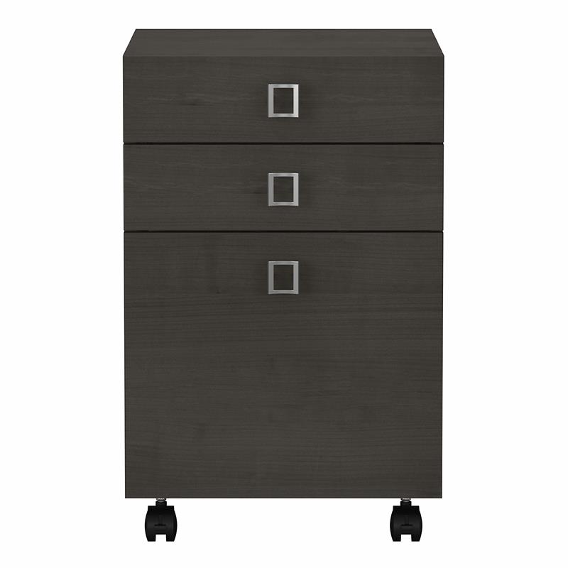 Pemberly Row 3 Drawer Mobile File Cabinet in Charcoal Maple - Engineered Wood
