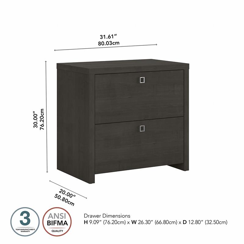 Pemberly Row 2 Drawer Lateral File Cabinet in Charcoal Maple - Engineered Wood