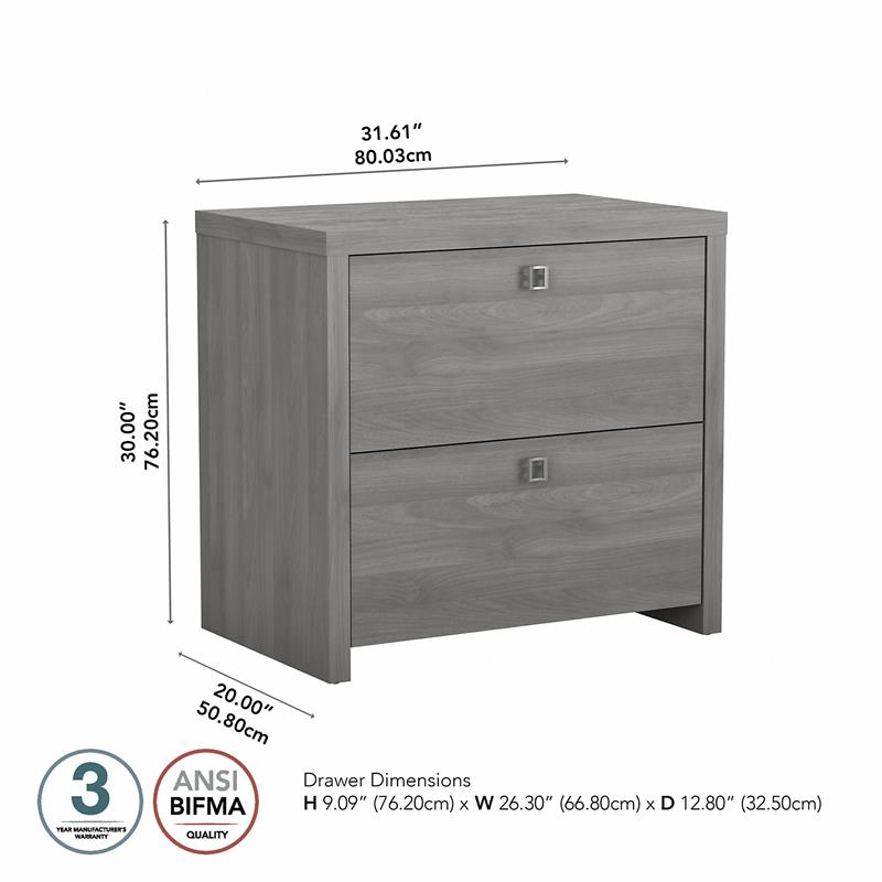 Pemberly Row 2 Drawer Lateral File Cabinet in Modern Gray - Engineered Wood