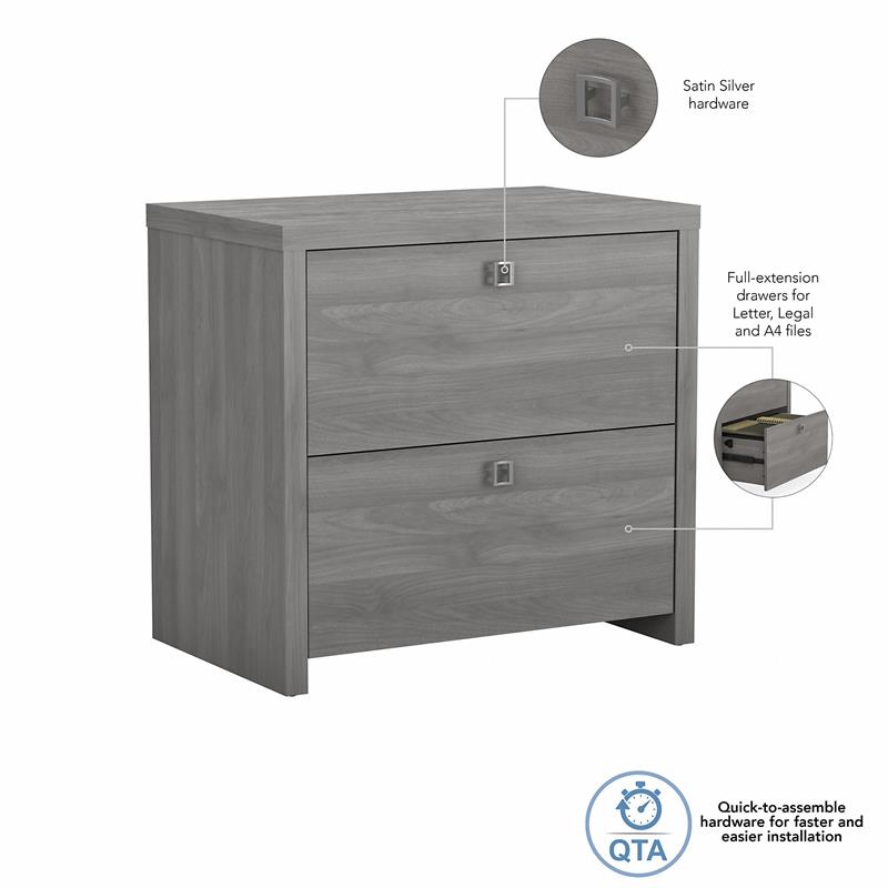Pemberly Row 2 Drawer Lateral File Cabinet in Modern Gray - Engineered Wood