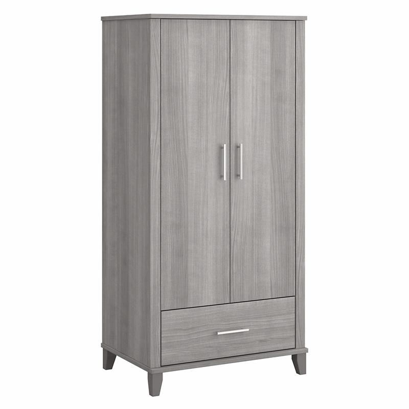 Pemberly Row Tall Kitchen Pantry Cabinet in Platinum Gray - Engineered Wood