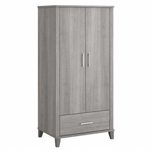 Pemberly Row Tall Kitchen Pantry Cabinet in Platinum Gray - Engineered Wood