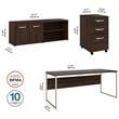 Pemberly Row 72W Desk with Storage and Drawers in Black Walnut - Engineered Wood