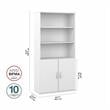 Pemberly Row Tall 5 Shelf Bookcase with Doors in White - Engineered Wood