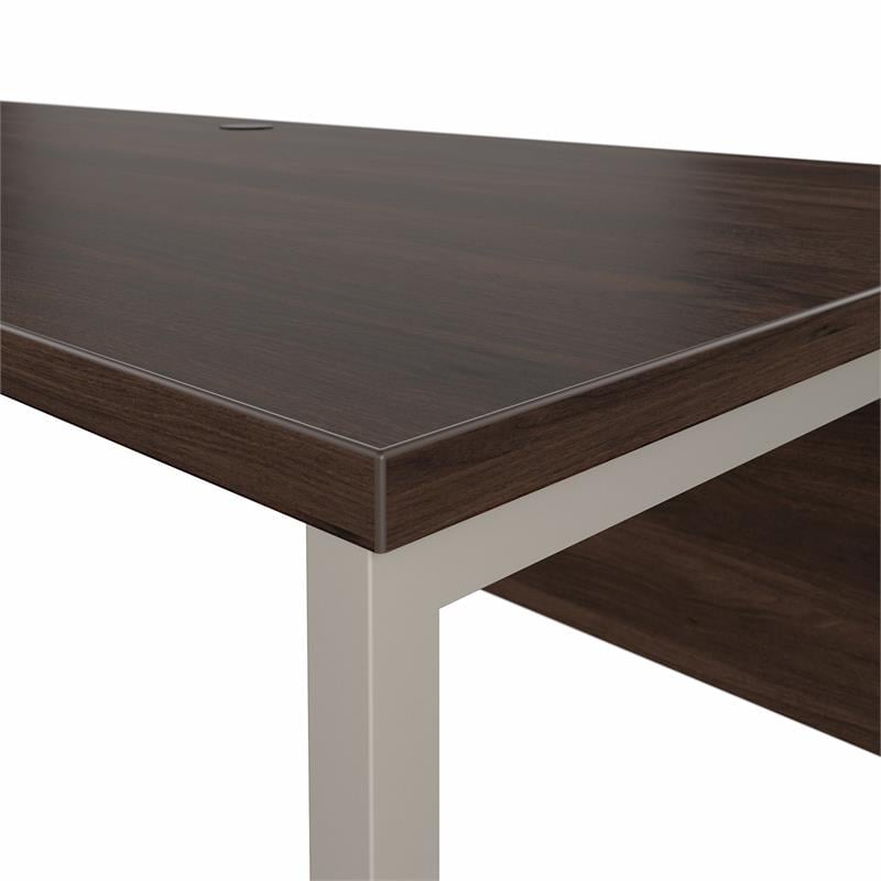Pemberly Row 72W x 30D L Shaped Table Desk in Black Walnut - Engineered Wood