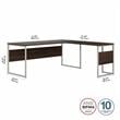 Pemberly Row 72W x 30D L Shaped Table Desk in Black Walnut - Engineered Wood