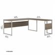 Pemberly Row 72W x 30D L Shaped Table Desk in Modern Hickory - Engineered Wood