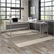 Pemberly Row 72W x 30D L Shaped Table Desk in Platinum Gray - Engineered Wood