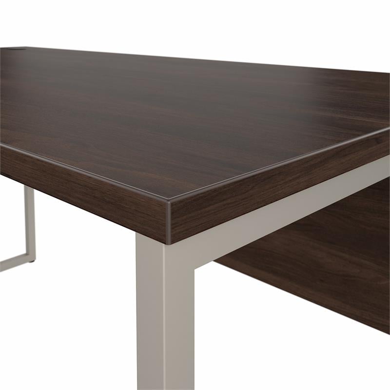 Pemberly Row 60W x 30D L Shaped Table Desk in Black Walnut - Engineered Wood