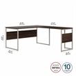 Pemberly Row 60W x 30D L Shaped Table Desk in Black Walnut - Engineered Wood