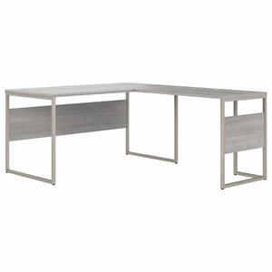 Pemberly Row 60W x 30D L Shaped Table Desk in Platinum Gray - Engineered Wood