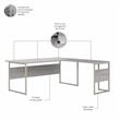 Pemberly Row Engineered Wood 72W L Shaped Table Desk w/ Drawers - Platinum Gray