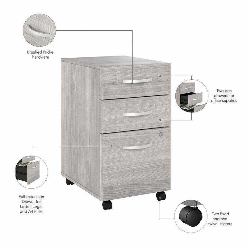 Pemberly Row Engineered Wood 72W L Shaped Table Desk w/ Drawers - Platinum Gray