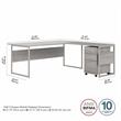 Pemberly Row Engineered Wood 72W L Shaped Table Desk w/ Drawers - Platinum Gray