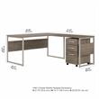 Pemberly Row 60W L Shaped Table Desk with Drawers in Hickory - Engineered Wood