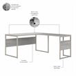 Pemberly Row Engineered Wood 60W L Shaped Table Desk w/ Drawers - Platinum Gray