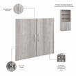 Pemberly Row Tall 5 Shelf Bookcase with Doors in Platinum Gray - Engineered Wood