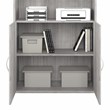 Pemberly Row Tall 5 Shelf Bookcase with Doors in Platinum Gray - Engineered Wood