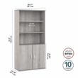 Pemberly Row Tall 5 Shelf Bookcase with Doors in Platinum Gray - Engineered Wood