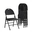 Pemberly Row XL Comfort Fabric Padded Metal Folding Chair in Black (4-Pack)
